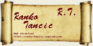 Ranko Tančić vizit kartica